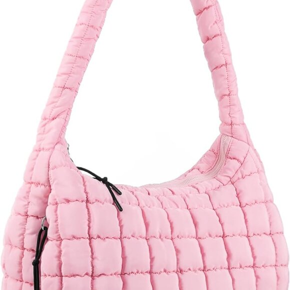 Quilted Tote Bag Purse Puffy Crossbody Shoulder Bag,Lightweight Nylon Hobo Bag C